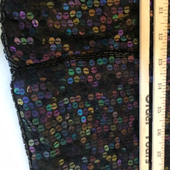 Jewel Queen size 14  black AB  SEQUIN maxi dress elastic waist, back slit - Picture 3 of 13